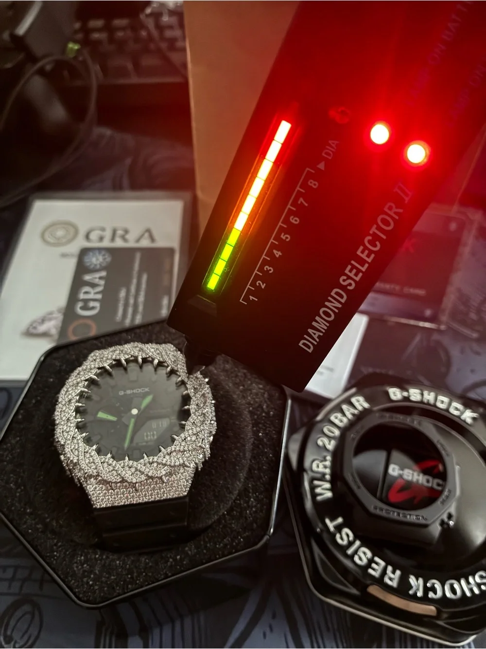 Casio G-Shock Custom Silver Moissanite Bezel / Black Watch GA-2100
